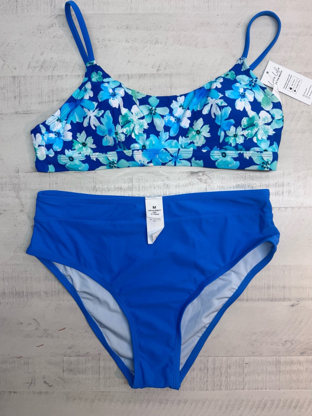 Cupshe Blue Floral Two-Piece Swim Set nwt size medium